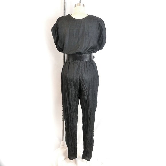 VTG 100% Silk Black Reversible Jumpsuit - Picture 10 of 14